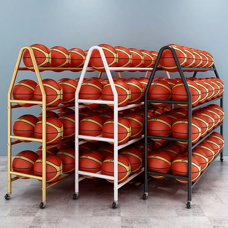 Basketball Rack, Rolling Basketball Stand, Sports Equipment Storage with Wheels, Basketball