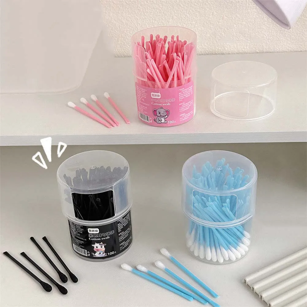 100Pcs/set Eyelash Extension Glue Removing Double Head Cotton Swabs Cotton Bud Nose Lipstik Ear Cleaning Makeup Cotton Stick PP