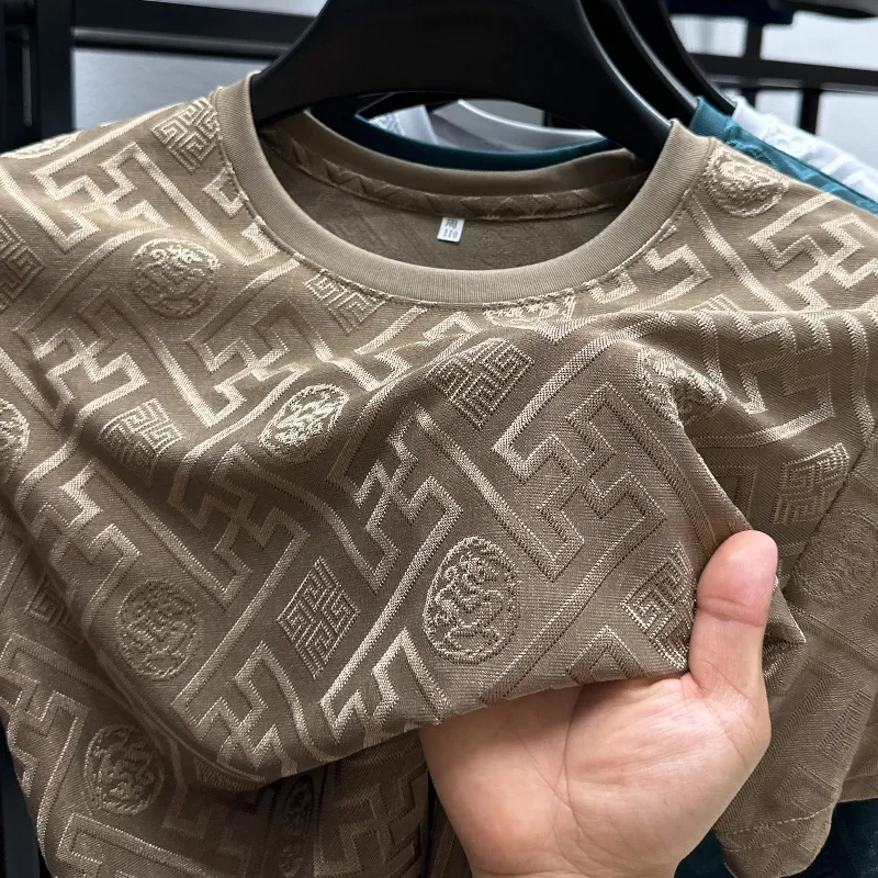 Fashion New Brand Ice Silk Breathable Short Sleeved Men O-neck Tops Designer Cool Comfortable T-shirt Men's Clothing 2024 Summer - Image 3