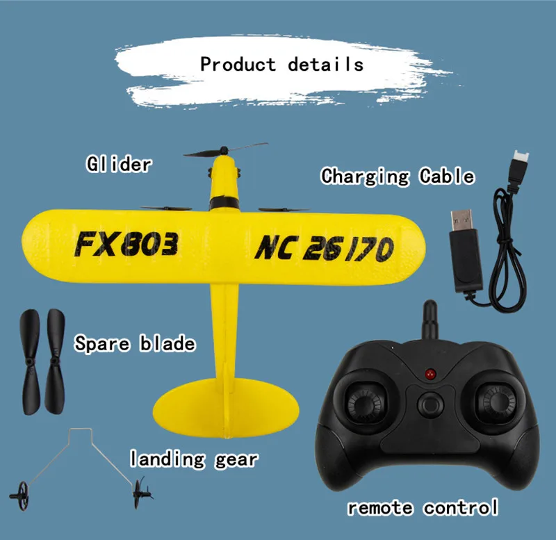 리모컨 글라이더 FX-803 폼 글라이더, EPP 고정 날개, 양방향 리모컨 항공기 모형 장난감, 2.4G