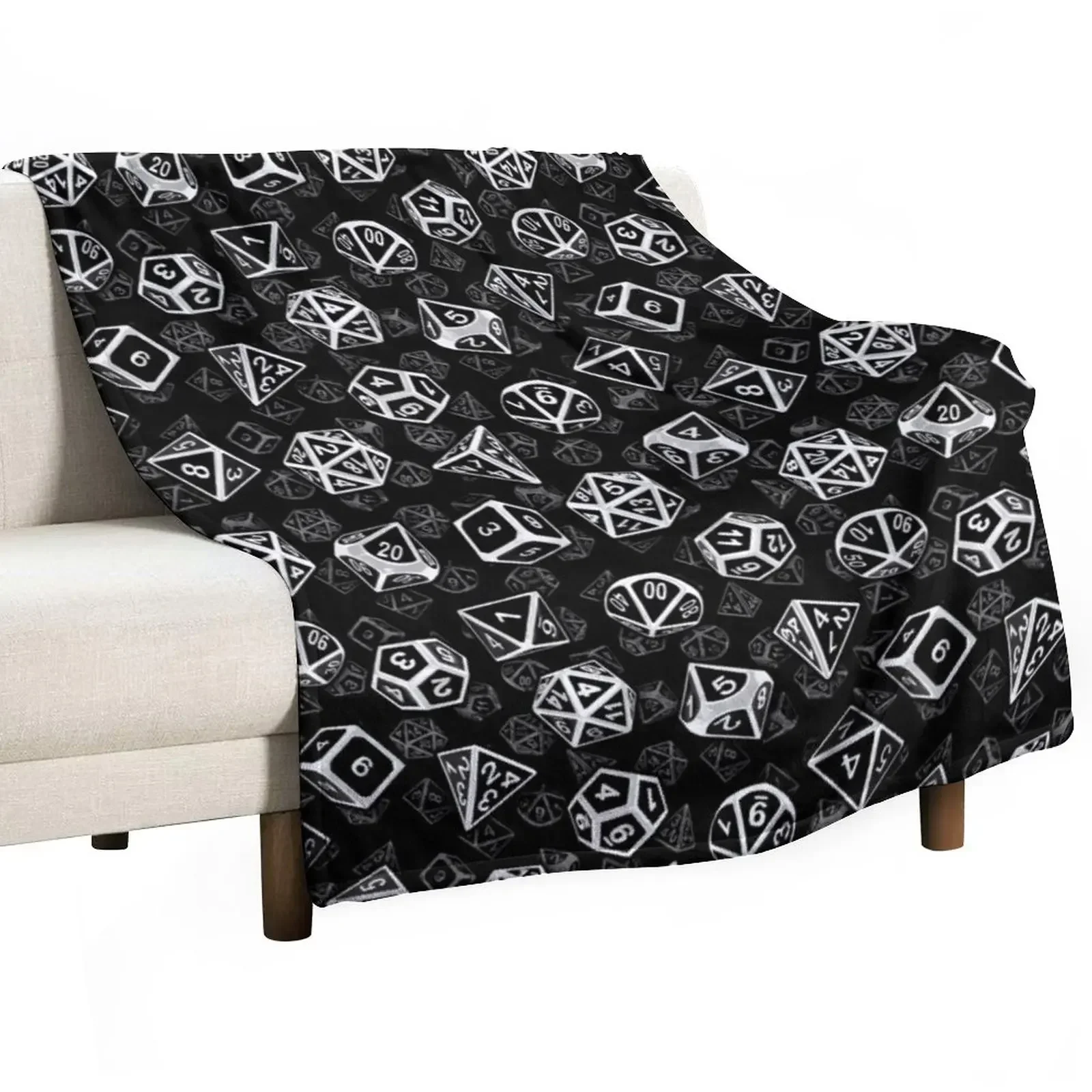 

D20 Dice Set Pattern (White) Throw Blanket Fluffy Softs bed plaid Blankets