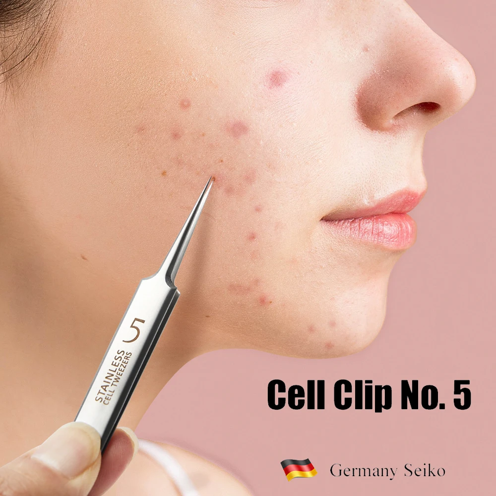 Blackhead Remove Strips German Ultra-fine No.5 Cell Pimples Blackhead Clip 0.1mm Blackhead Remover Tweezers Black Dots Pore Cleaner Acne Needle Tool