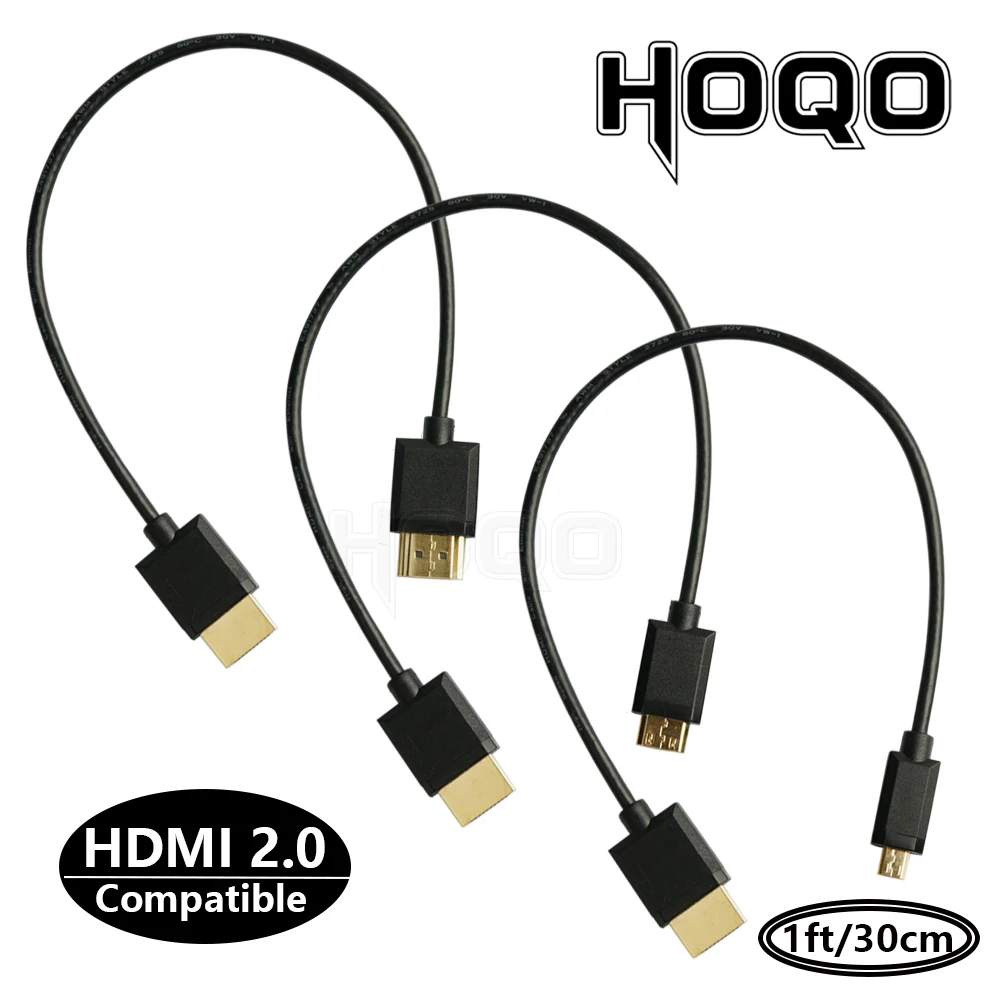 OD3.2mm V2.0H DMI Cable Micro HD&Mini HD male to HD Thin Cable 2k 4k