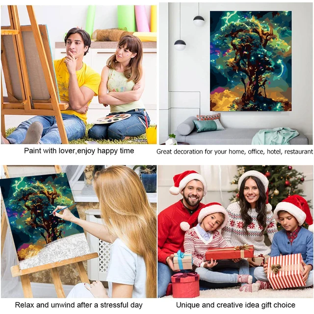 Gatyztoire bricolage peint à la main peinture à l'huile 60x75 cm peinture par numéros pour adultes Kits fleurs photo peinture décoration de la maison bricolage cadeau 6
