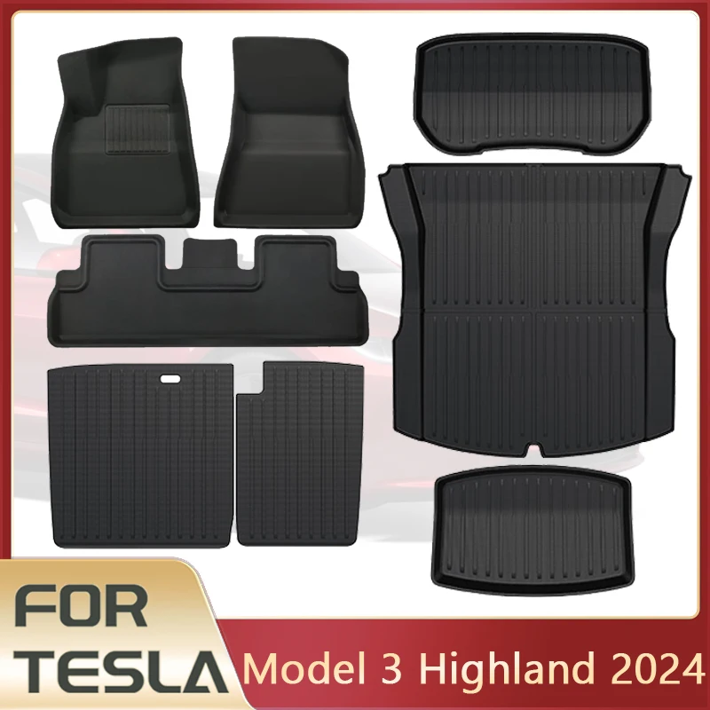 For Model 3 2024 Highland Cargo Liner Floor Mats Anti-slip Pads Waterproof Trunk Mat for Tesla Model 3 2024 Highland Accessories