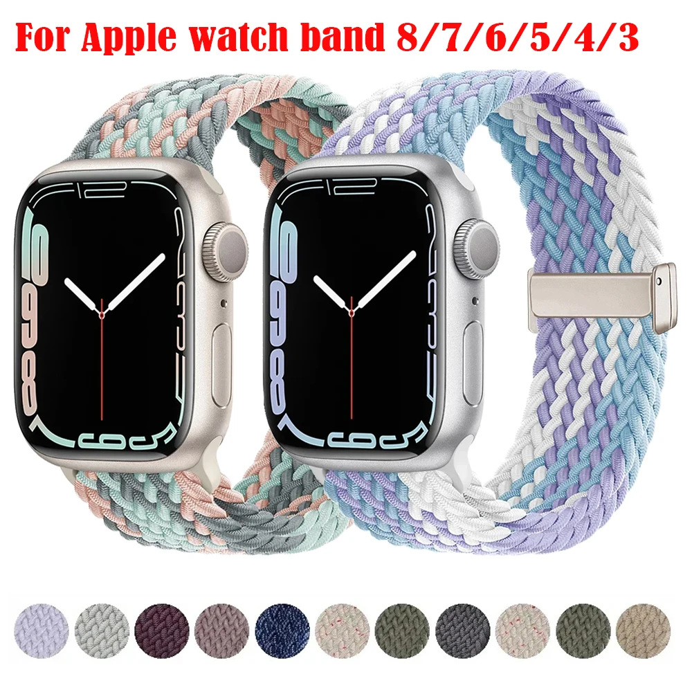 

Ремешок нейлоновый для Apple Watch ultra 2 Band 44 мм 40 мм 45 мм 49 мм 38 41 мм, браслет с магнитной застежкой для iWatch series se 7 3 6 8 9