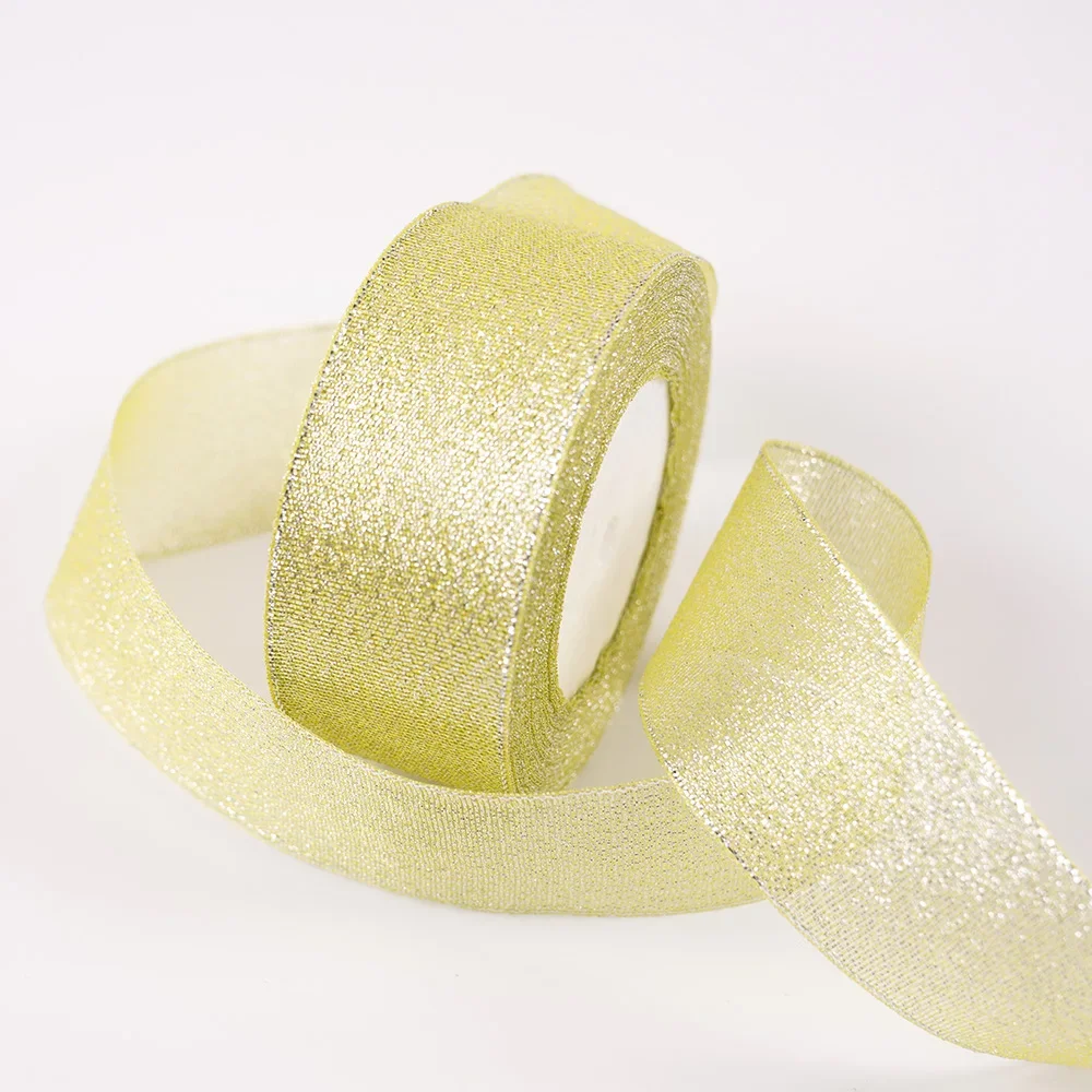 Glitter Organza Ribbon Bow for Decorations and Gift Wrapping, 40mm x 22m