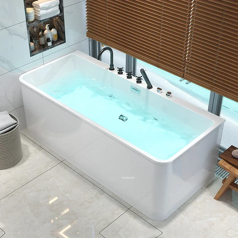 Modern Home Bathroom Supplies Massage Bathtub Detached Acrylic Adult Surf Jacuzzi Small Apartment Waterfall Bathtub with Faucet 2