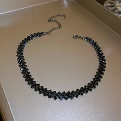 Elegant Rhinestone Choker Necklace for Women - Personalized Crystal Jewelry for Weddings and Parties (Black)