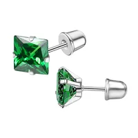 Boucles d'oreilles en acier inoxydable et titane, 4 broches carrées en Zircon, bijoux pour ongles, manchette d'oreille à la mode pour Piercing 4