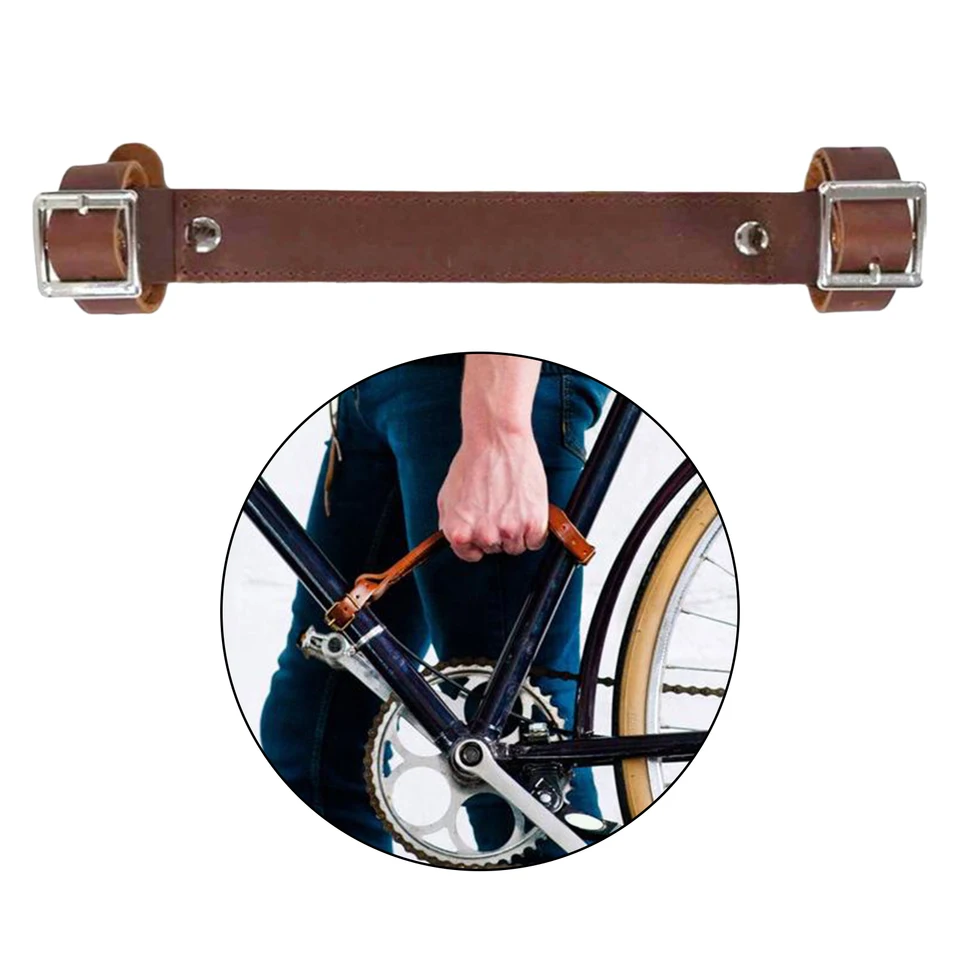 Guidon Vélo Avec Poignées Cuir – Sangles Transport, Pliable, Taille 22.5x2.8cm