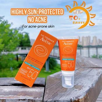 정품 Avene 페이셜 선스크린 SPF50 +, 상쾌한 오일 컨트롤, 모이스처라이징, 마일드 선블록 더블 케어, 오일 여드름 민감성 피부