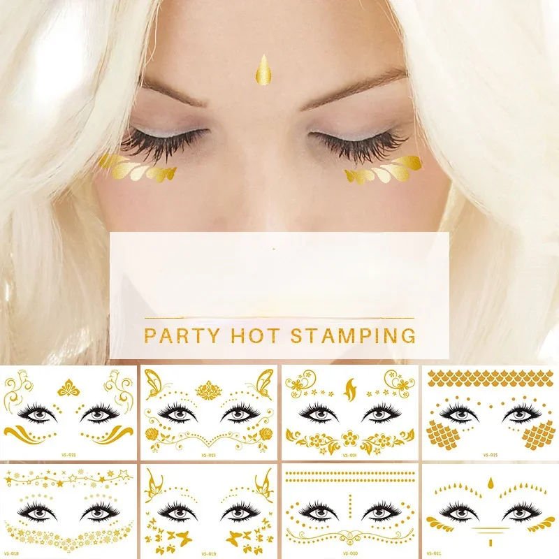 

Gold Butterfly Star Temporary Tattoo Sticker Waterproof Bronzing Face Paste Facial Freckle Masquerade Party Fake Tattoo Sticker