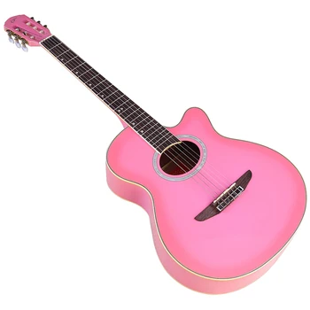 Pink Color 6 String Classical Guitar 39 Inch Class Guitar Cutaway Design High Glossy Guitarra Good Handicraft