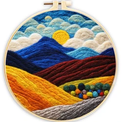 Wool Felting Landscape Painting Kit - Beginner's DIY Creative Decor - 20cm*20cm (MZH-201-2020-XP)