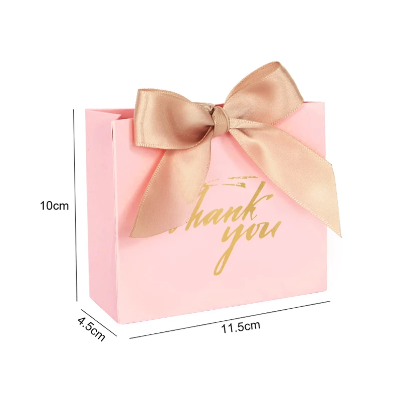 5/10pcs Thank You Candy Box With Ribbon Small Gift Packing Bag For Christmas Wedding Baby Shower Birthday Party gift for guests