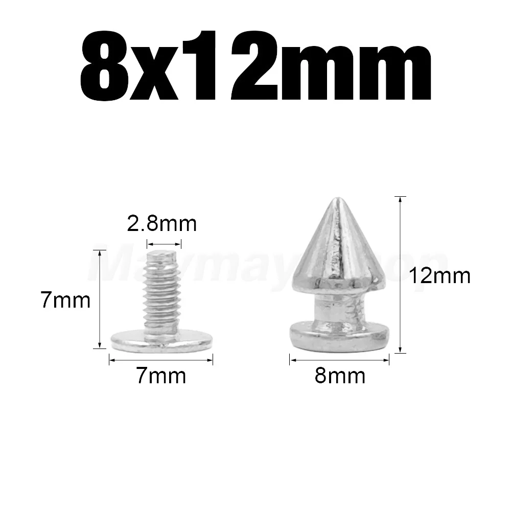 Metal Silver Bullet Spikes Rivets for Punk Rock Fashion and Leather Craft Accessories
