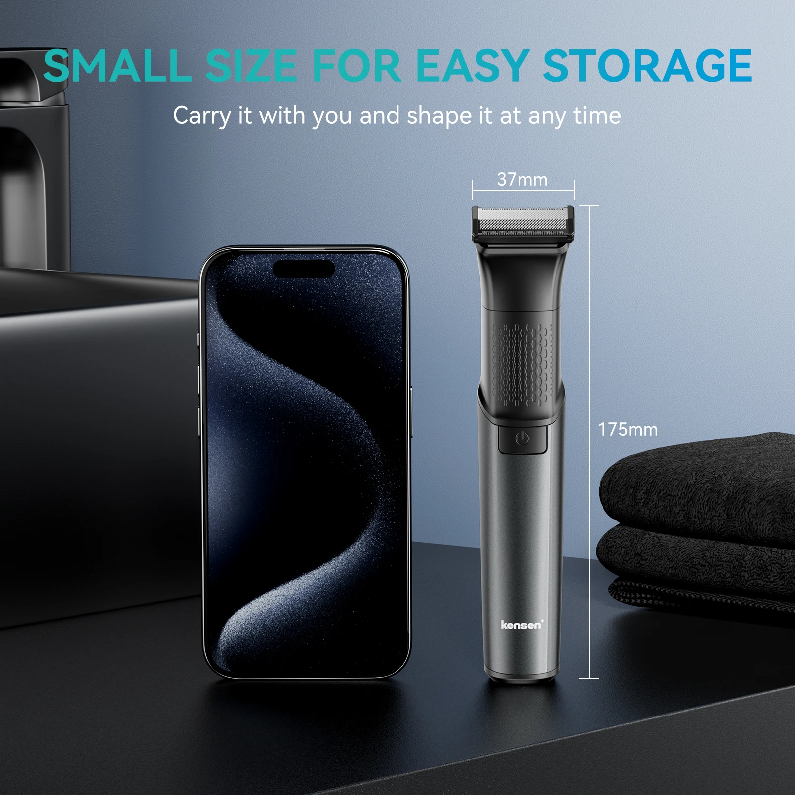 KENSEN S15 Electric Tirmmer for Men Dual-sided Blade IPX6 Waterproof Body Hair Razor Beard Trimmer 2 in 1 T Trimmers for Barber 6