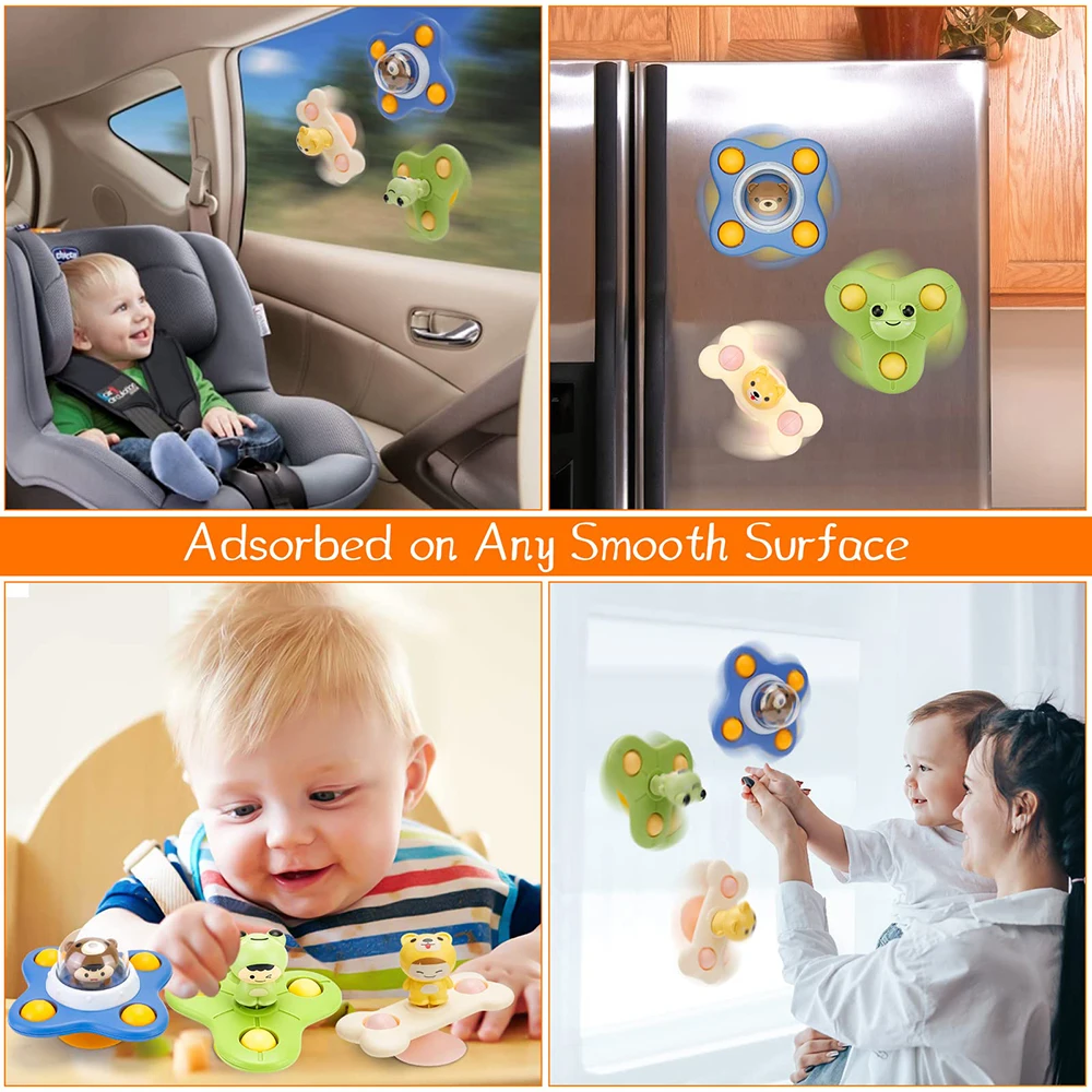 Cartoon Rotating Rattles Baby Toys 0 12 Months Suction Cup Spinner Toys for 1 2 3 Years Old Boys Girls Interactive Toys for Kids images - 6