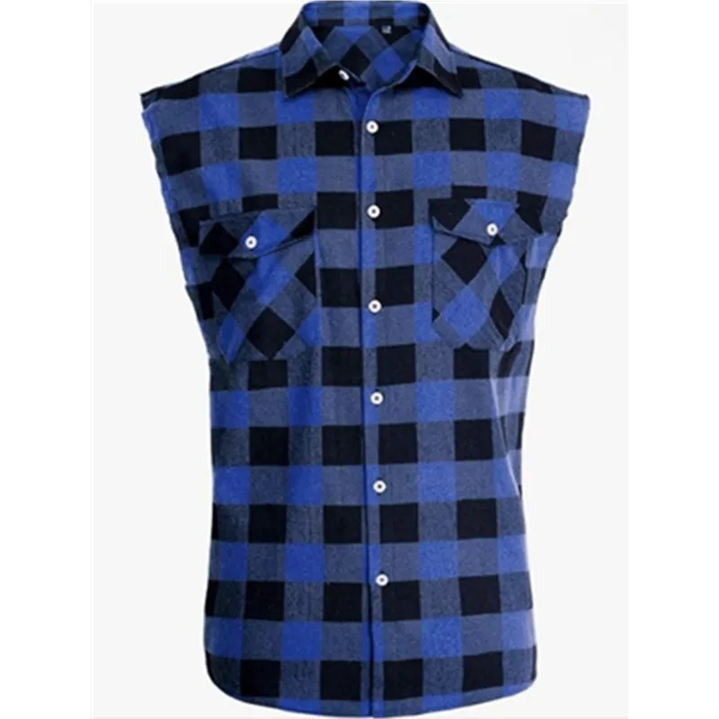 Men's Sleeveless Plaid Front Shirt Beach Cool Tops Baroque Short Sleeve Printed Button Clothing Casual Fashion Blouse casual short sleeved shirt short sleeved shirt button down shirt