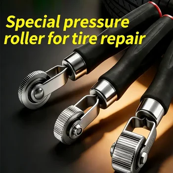 Kit di Riparazione Pneumatici per Auto e Moto con Rullo e Manico in Legno, Accessori Auto