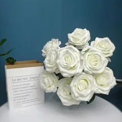 Exquisite Dutch Rose Bridal Bouquet - Elegant Artificial Floral Decoration for Weddings, Home Decor, and Photography Props (Pure white)