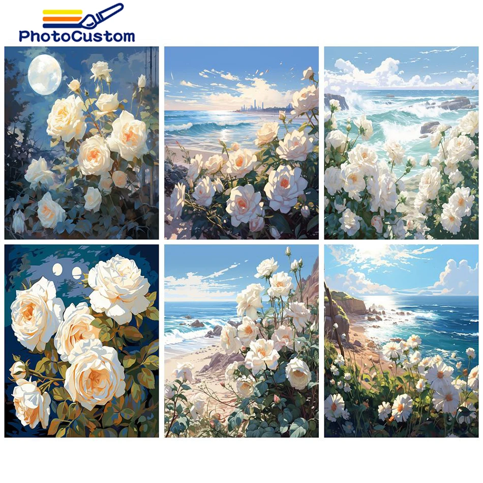 

PhotoCustom Painting By Numbers DIY Crafts Flower Pictures By Numbers HandPainted Acrylic Paint Gift Paint For Adults Home Wall