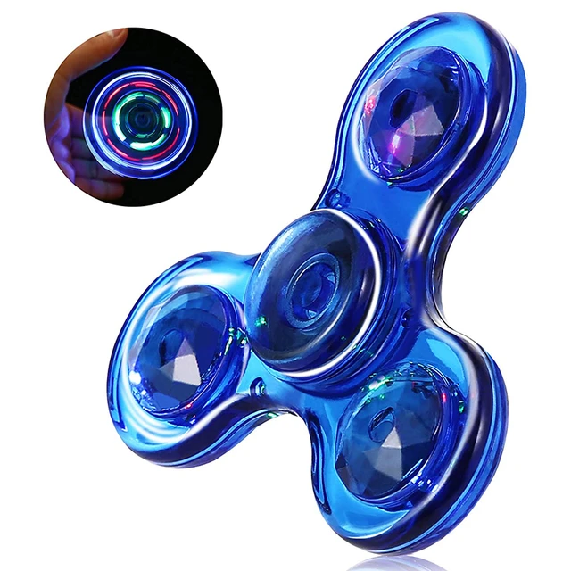 Light Up Color Flashing LED Fidget Spinner Tri-Spinner Hand Spinner Finger  Spinner Toy Stress Reducer for Anxiety and Stress Relief - Green