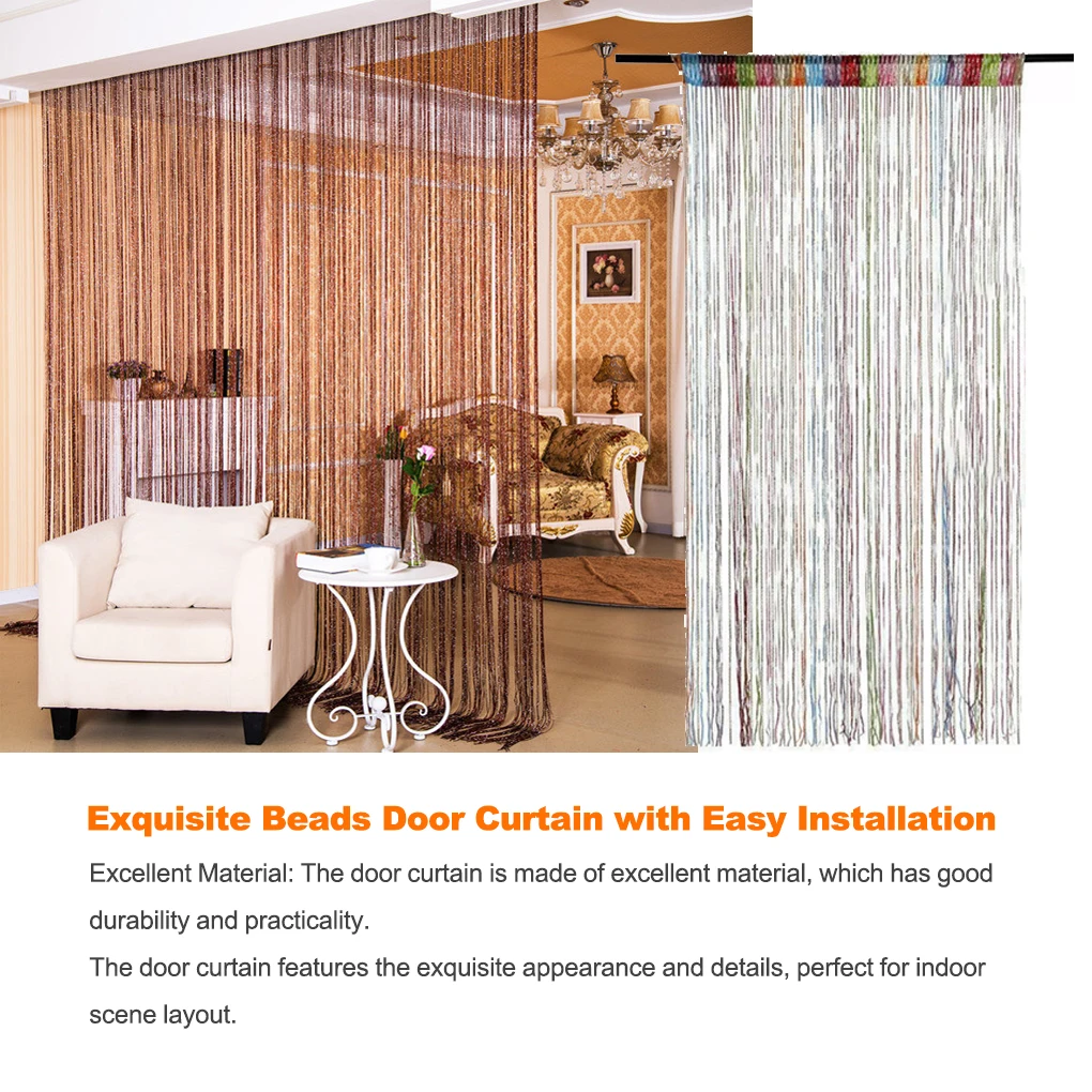 Beads Curtain for Doorway Wood Bamboo Handmade Partition Divider Living Room Bedroom String 1X2M Fringe Curtains Home Hardware