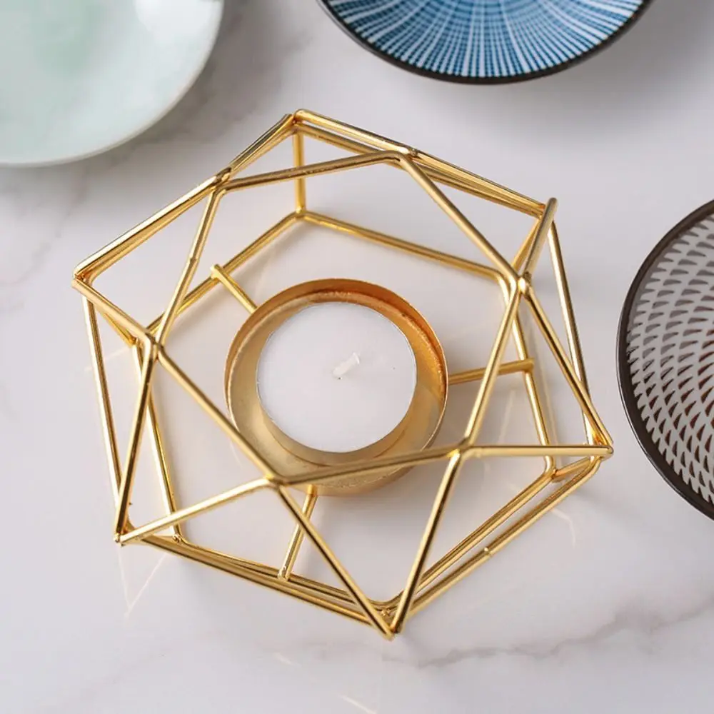 Candle Stand Gold Candle Holder Rhombus Shape Creative Aromatherapy Stove Romantic Elegant Tealight Holder Table Decorations