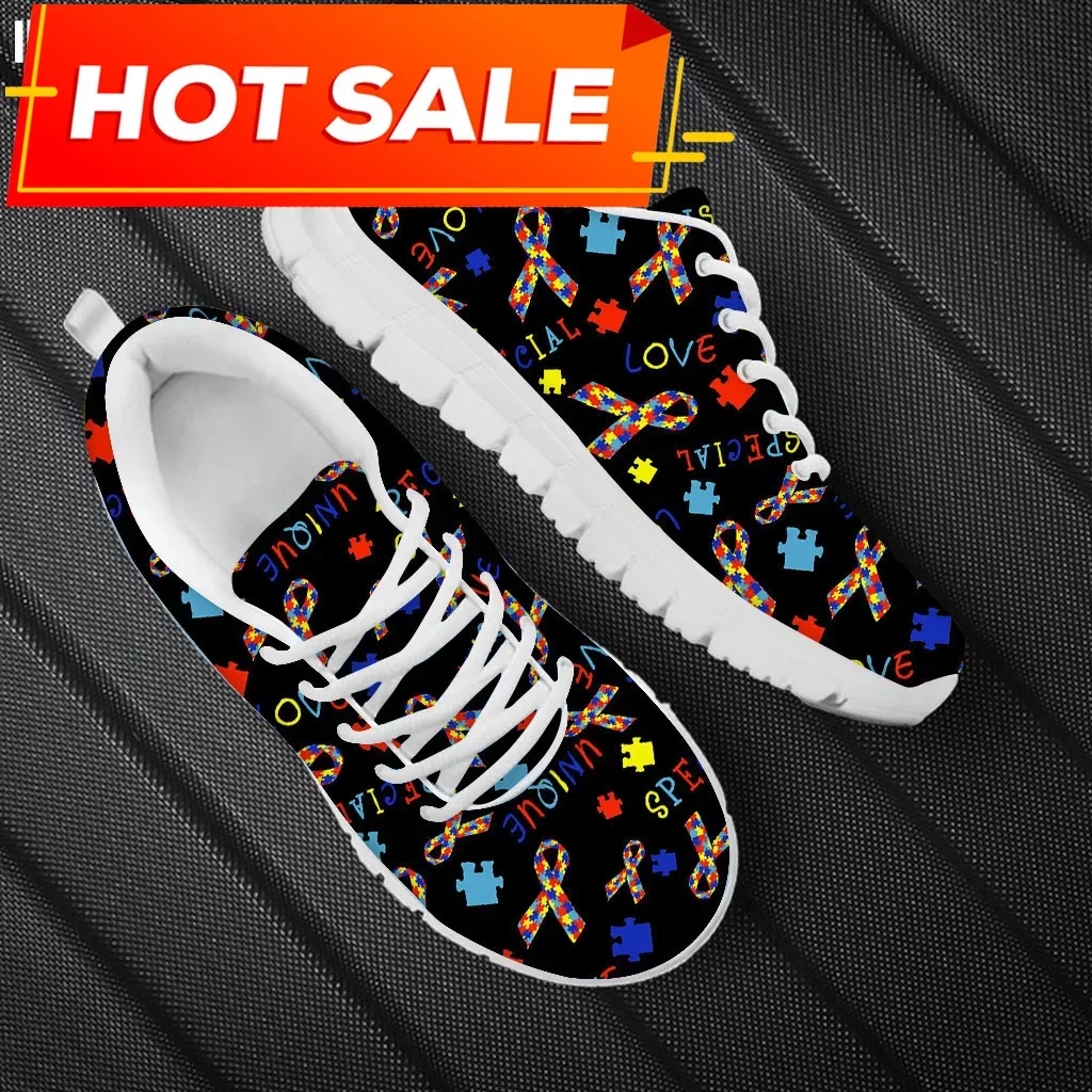 Woman Flats Shoes Autism Awareness Design For Girls Personalized Walking Shoes Female Wear-resistant Sport Sneakers