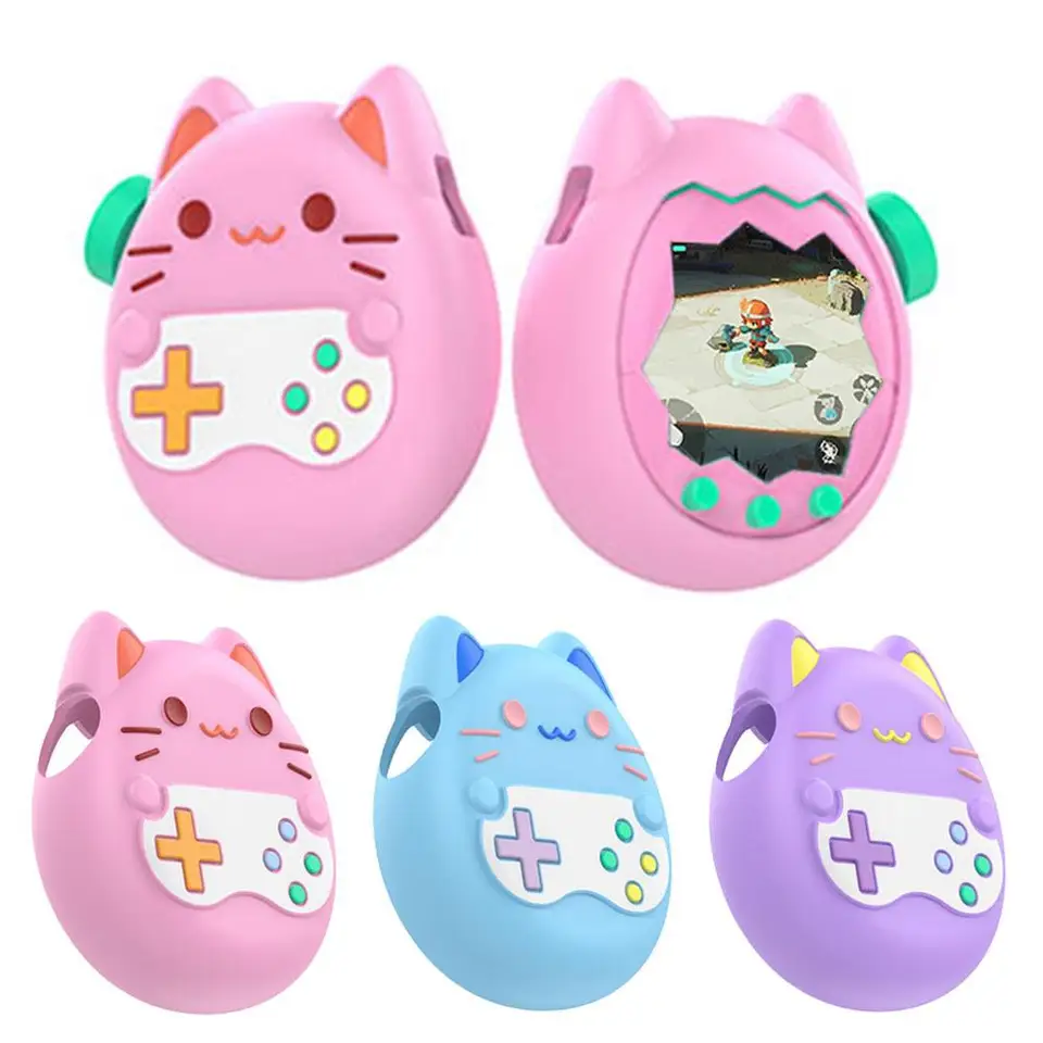 Funda De Silicona Para Tamagotchi Paradise - Protección Anti-caídas, Colores Azul, Rosa O Morado, Incluye Cordón