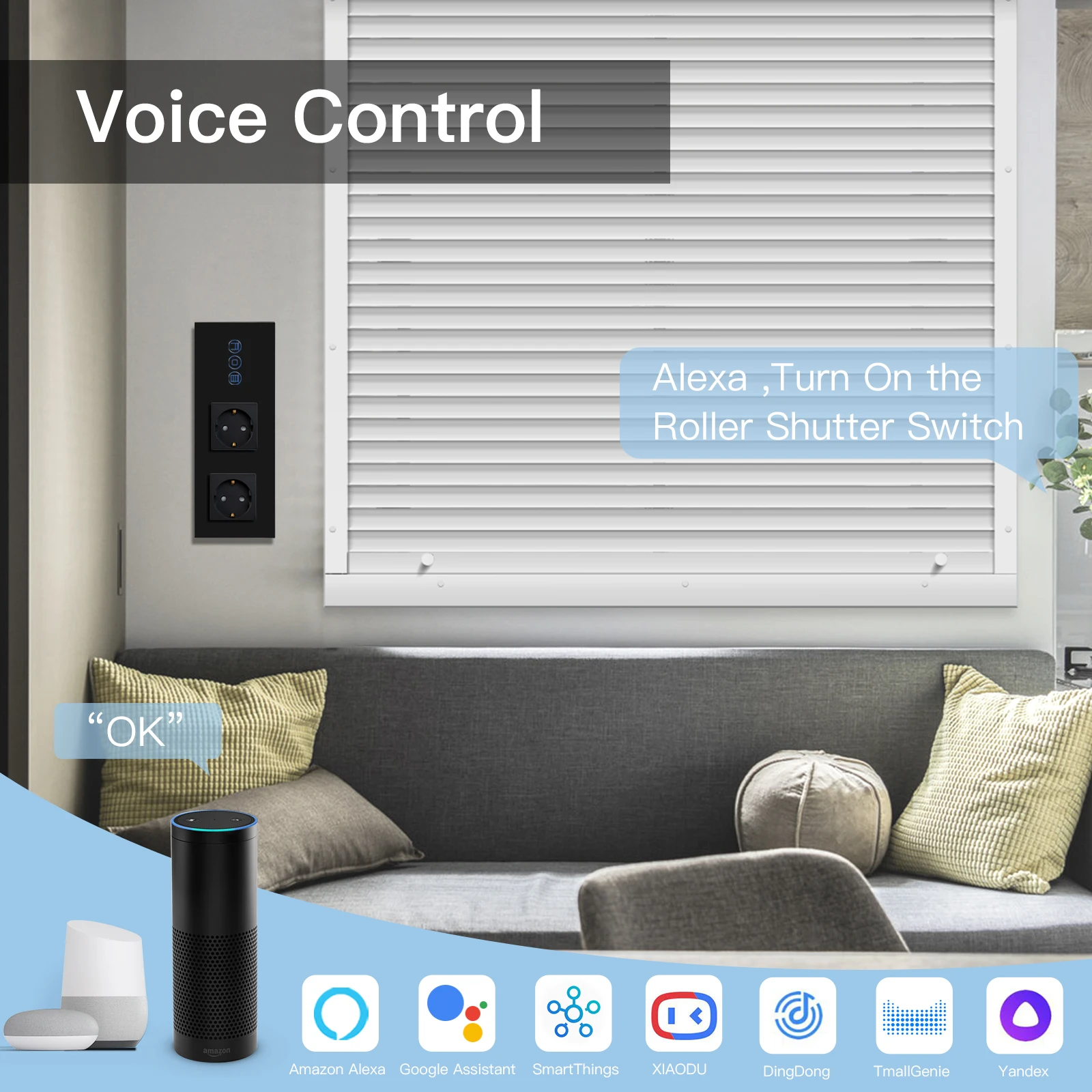 Wifi Shutter Switches APP Control Smart Roller Blind Series Glass Panel Support Tuya Google Smart Life Shutter Switches BSEED smart blinds switch