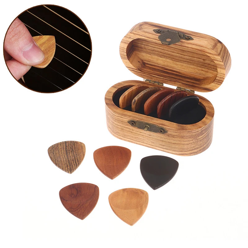 1/5Pcs Wooden Acoustic Guitar Picks Bass Ukulele Plectrum Picks Electric Guitar Can Be Drillable Pendant Gift
