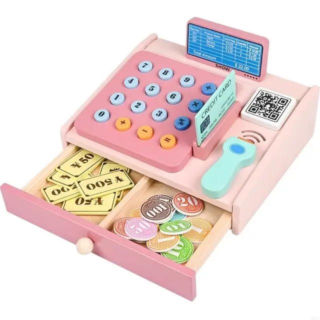 16FE Pretend Playing Toy Cash Register with Scanner Set for 2 to 4 Years Old Kid 5
