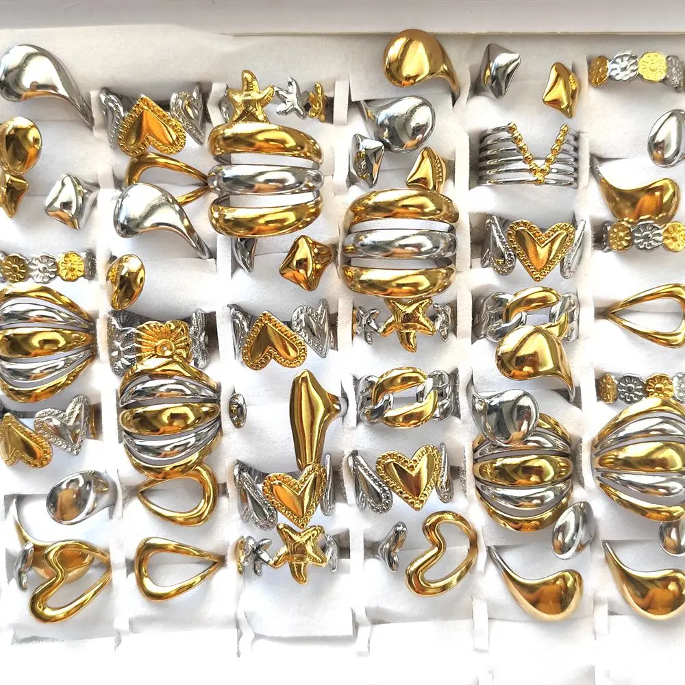 10pcs/lot Wholesale Assorted Punk Vintage Stainless Steel Rings Wedding Accessories Party Jewelry Gift 2