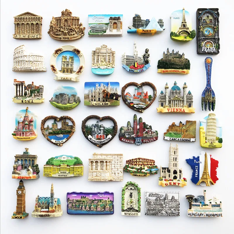 European Countries Tourism Fridge Magnets Home Decor Athens Roma Budapest Travelling Souvenirs Fridge Stickers Wedding