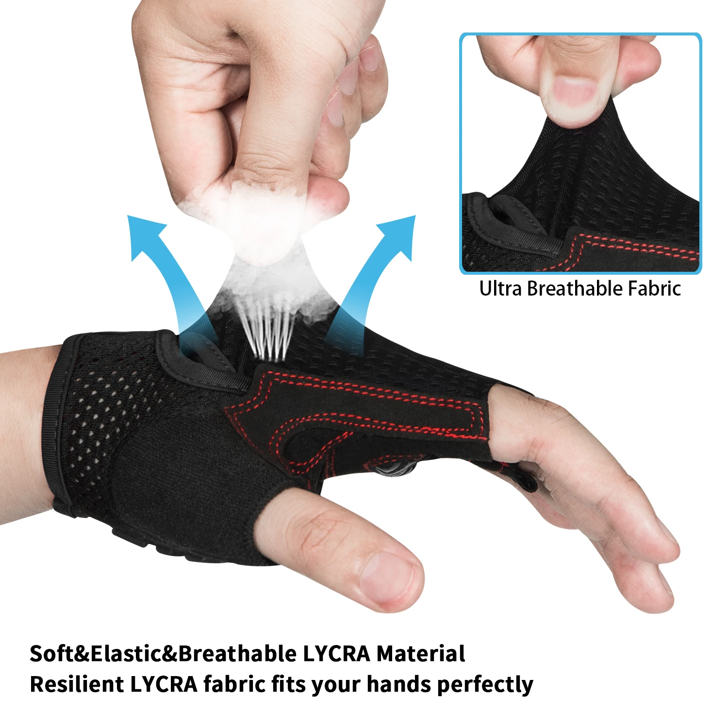 MOREOK Cycling Gloves Breathable Half Finger 5MM Pads Bike Gloves Anti-slip Shock-absorbing Mountain Road Biking Bicycle Gloves 5