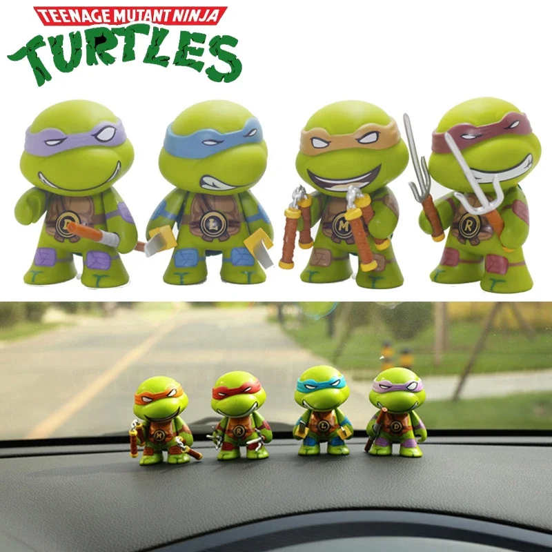 Tmnt Mini Action Toy Figures Ninja Turtle Accessori Per Auto Simpatico Cartone Animato Ornamento Auto Interni Cruscotto Per Uomo Donna Regali Drop
