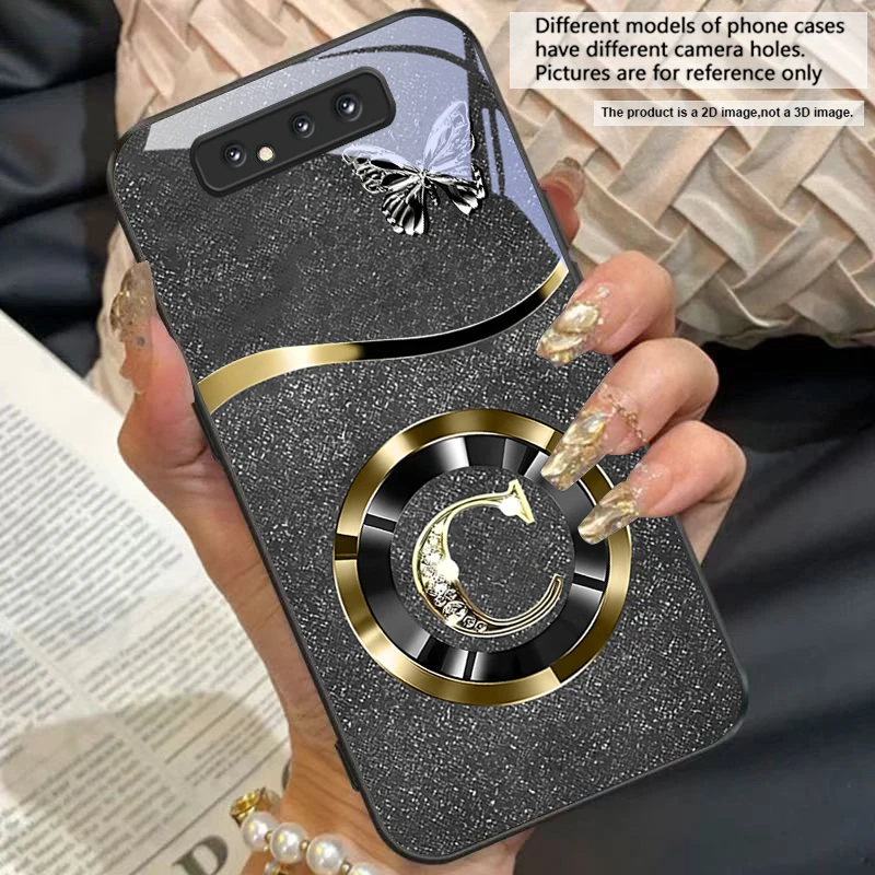 Gold Letter A Badge Glass Phone Case