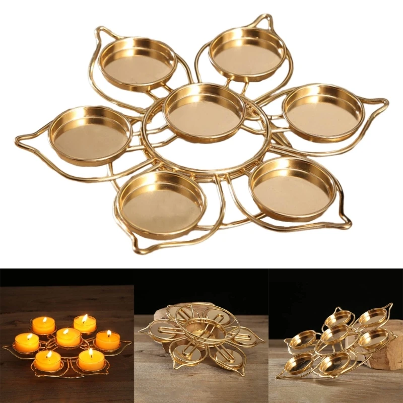 

Seven Star Plum Butter Candle Lamp Holder Evergreen Lotus 7 Capsules Lotus Shaped Candlestick Candle Holder DropShip