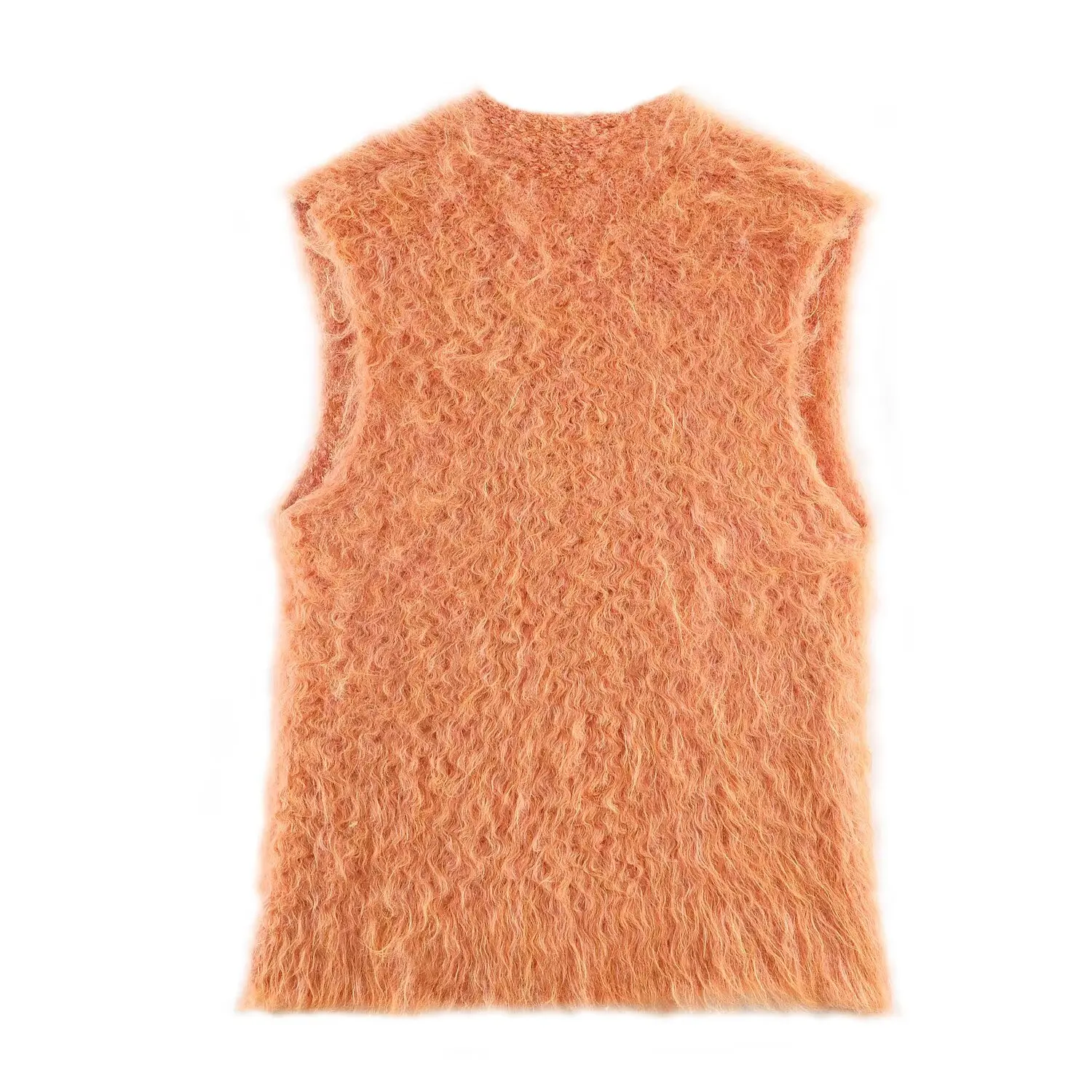 HH Frauen Mode V-ausschnitt Gestrickte Weste Herbst Ärmellose Weibliche High Street Vielseitig Einreiher Solide 2-Farbe Pullover weste – Detail 5