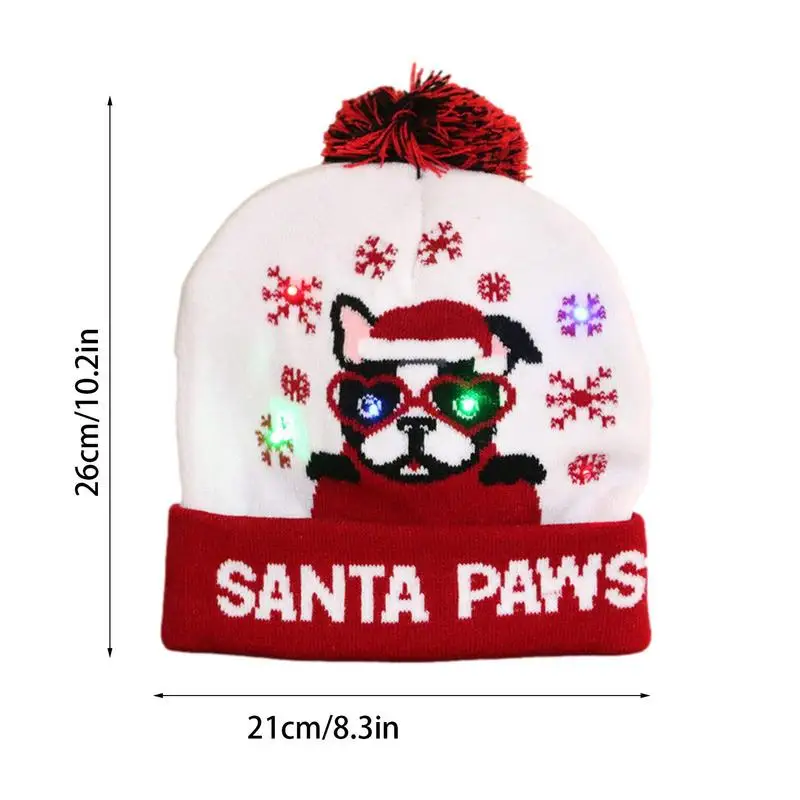 Christmas LED Christmas Beanie Hat Winter Warm With Poms Outdoor Light Up Hat Unisex Flashing Caps For Home Party