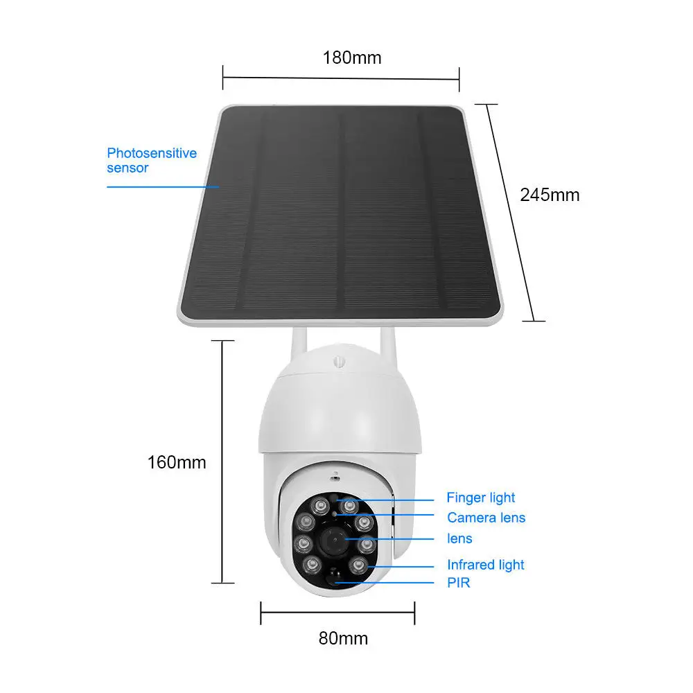 Solar Security Camera Tuya WiFi Outdoor 3MP 5W 10000mAh For Smart Life APP