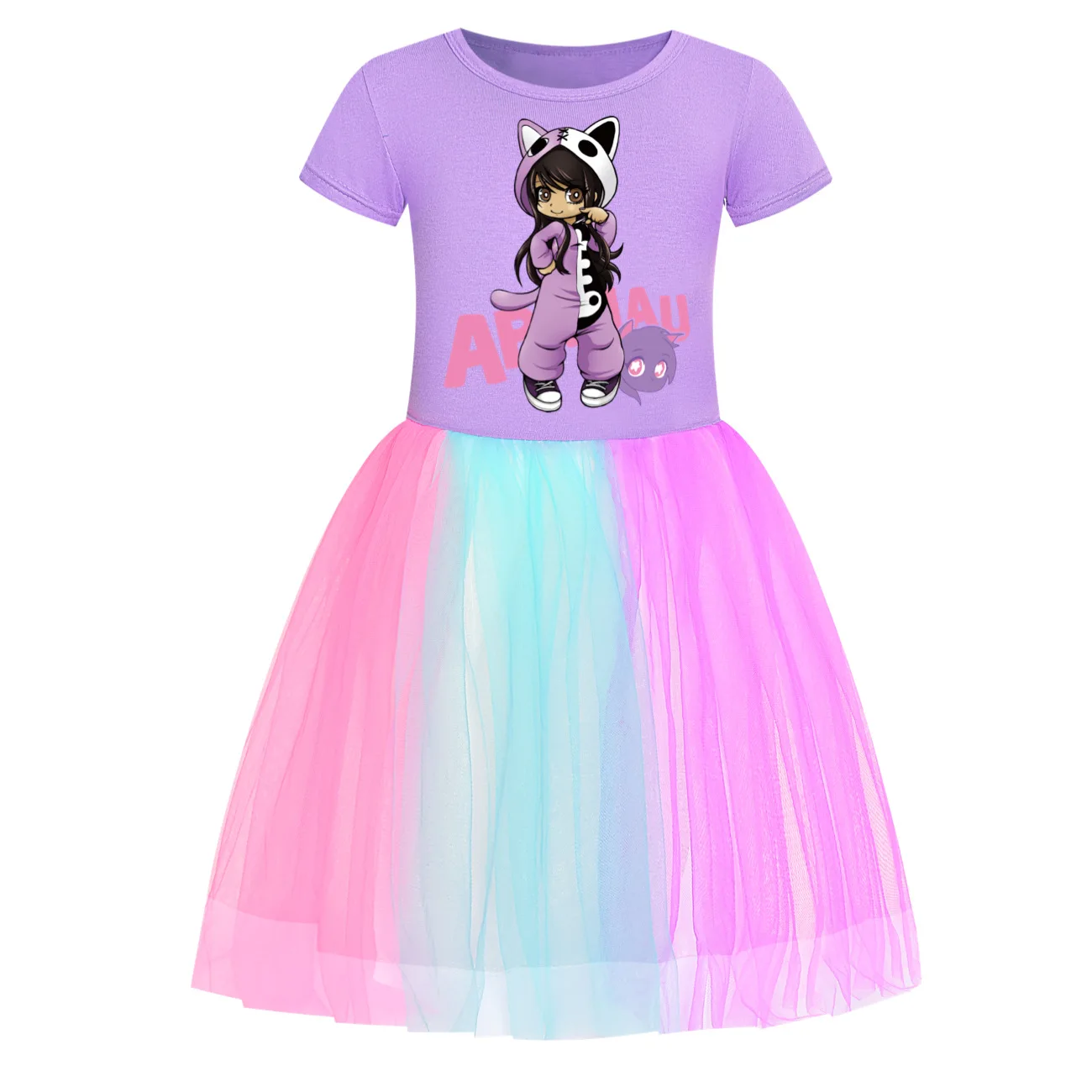 Anime Aphmau Cat Dress for Baby Girls Super Cats Cosplay Costume Kids Summer Ball Gown Wedding Party Princess Vestidos