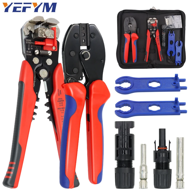 

Solar PV Cable Crimping Tool LY-2546B Pliers Kit for 2.5/4/6mm² With Stripper YE-1R Solar Spanner And Solar Connectors Sets