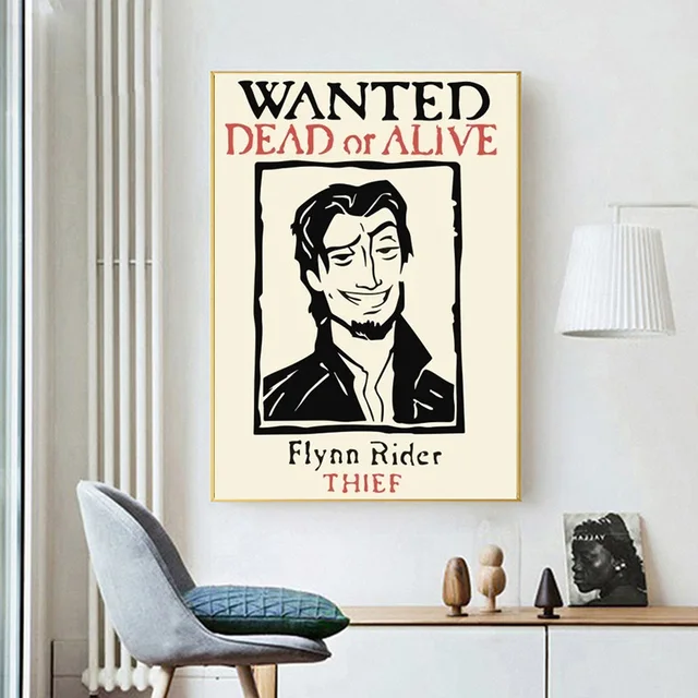 disney-tangled-movie-rapunzel-canvas-painting-wall-art-flynn-rider-wanted-poster-prints-for-kids-bedroom-cartoon-home-decor-aliexpress