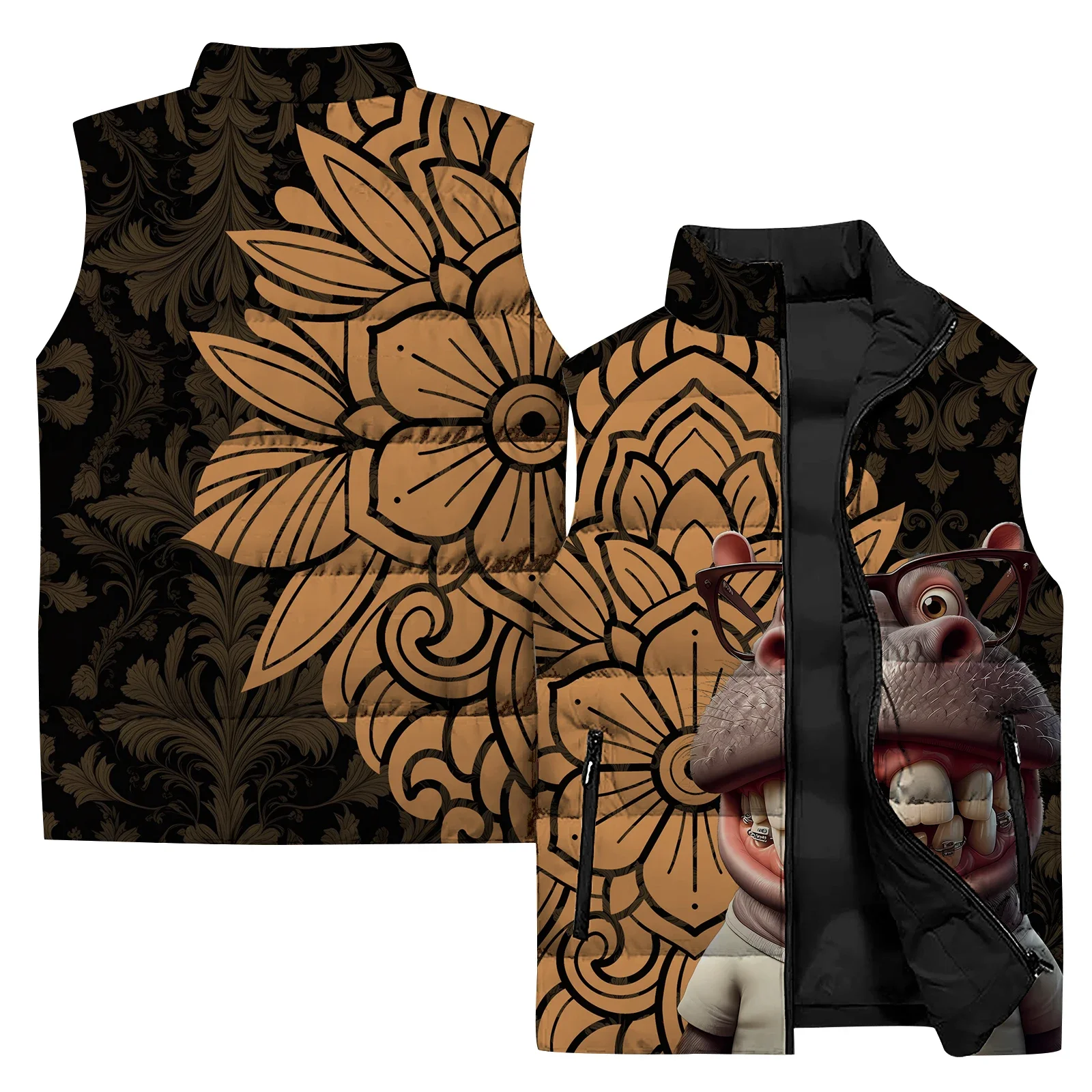 thumbnail image 1 of Chaqueta de chaleco a prueba de frío de moda para hombre Chaquetas Chaleco con estampado de oso polar para hombre Ropa para hombre 2024 Chalecos Abrigos cortavientos sin mangas, 1 of 4