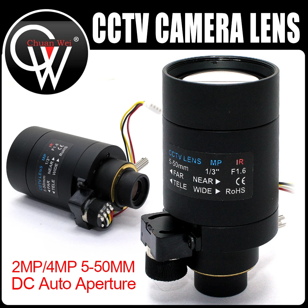 2MP/4MP Varifocal Lens 5-50mm D14/M12 Mount DC Auto Aperture View About 100m For Analog/720P/1080P AHD/CVI/TVI/IP CCTV Camera