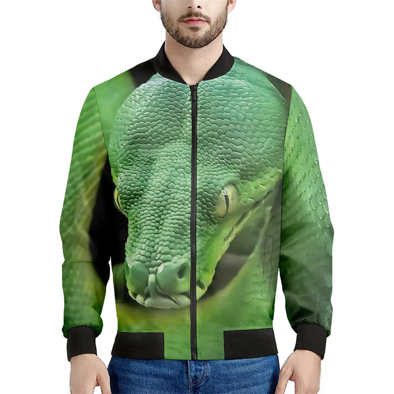 thumbnail image 1 of Chaqueta con cremallera y estampado 3D de serpiente de terror para hombre y mujer, sudadera con estampado de animales, chaquetas de calle de manga larga con cremallera para primavera y otoño, 1 of 5